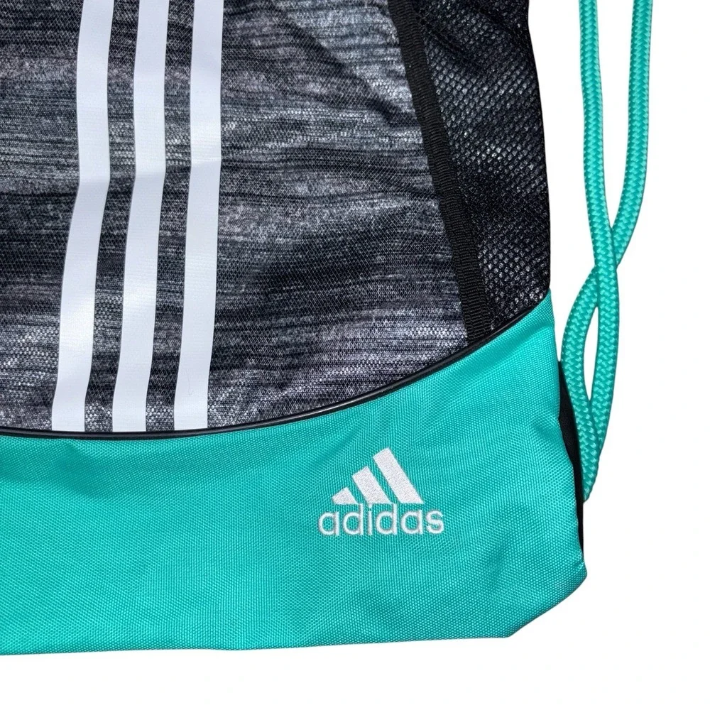 Adidas Drawstring Bag with Pockets Gray and Teal - Picture 2 of 9